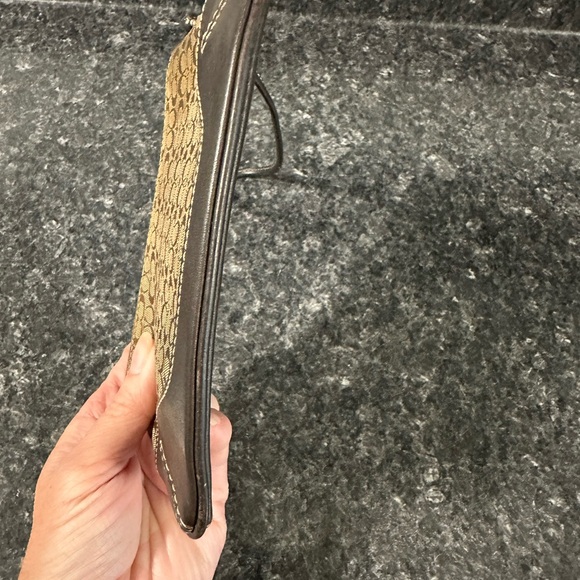 Coach Signature Canvas Coin Purse Wristlet Front Pocket Top Zipper Brown - Picture 4 of 9